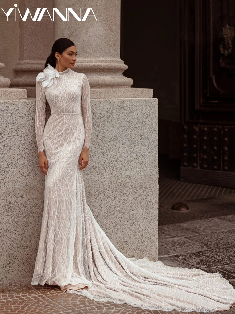 

New Arrival Glamorous Beaded Wedding Dress Handmade 3D Floral Mermaid Bridal Gown Customzied Long Backless Dresses For Bride