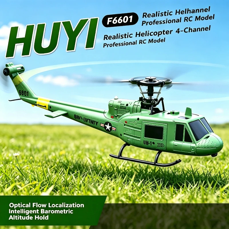 RC UH-1 Huey Helicopter, 4-Channel, Optical Flow Positioning, Altitude Hold, Easy One-Key Flight for Beginners