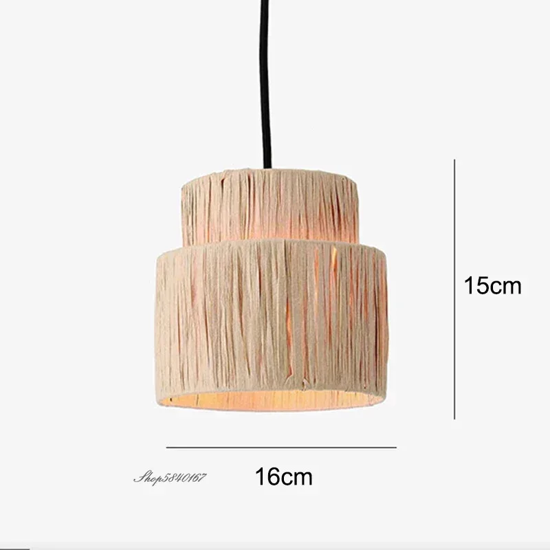 اليابانية المنسوجة الروطان قلادة أضواء اليدوية مصباح السقف غرفة المعيشة غرفة نوم الطعام مطعم عاكس الضوء معلقة الخفيفة #5
