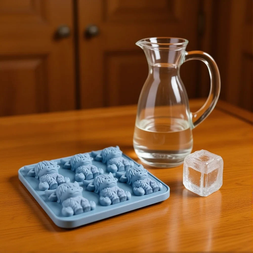 Food Grade Highland Cow Ice Cube Mold 6 Cavity Silicone Mould Chocolate Candy Making Tray Cute Animal Shape Kitchen Gadget