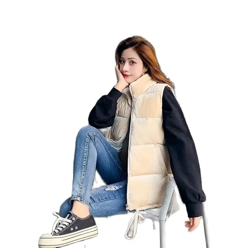 2023 New Vest Women Winter Padded Jacket Down Cotton Vest Puffer Waistcoat for Female Stand Collar Sleeveless Jacket Coat Vest
