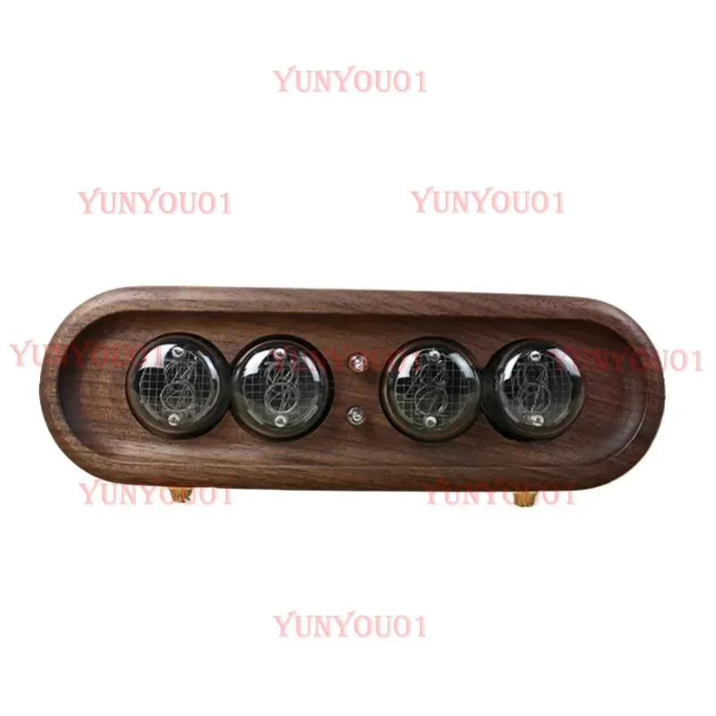 Vintage Table Clock 4Bit Digital Watch Luxury Glow Tube Clock Electronic Desktop Alarm Clocks Vacuum-tube Wood Black Walnut Gift