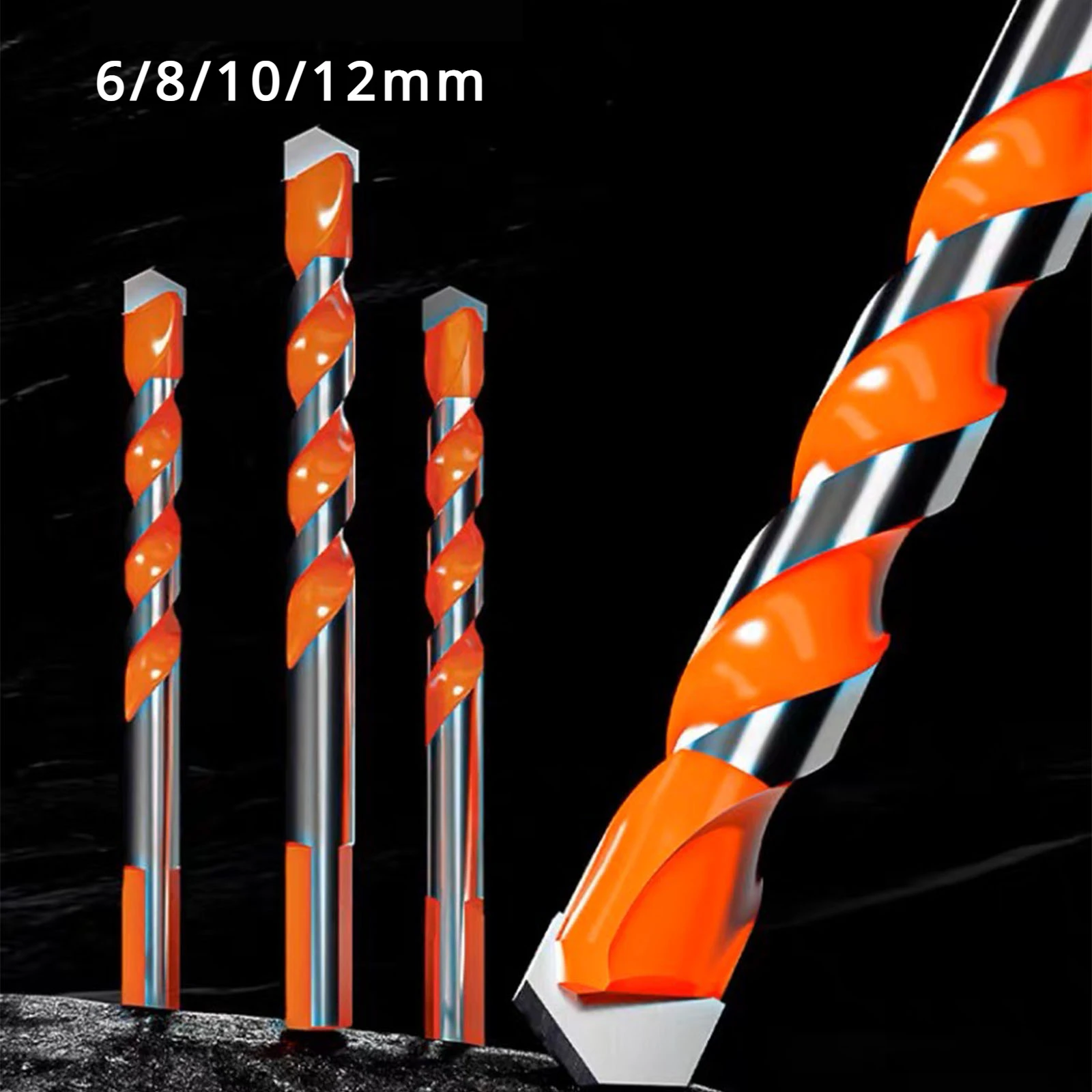 4PCS Fully Ground Masonry Drill Bits With Carbide Tips For Tile, Brick, Cement, Concrete, Glass, Plastic, Cinder Block, Wood