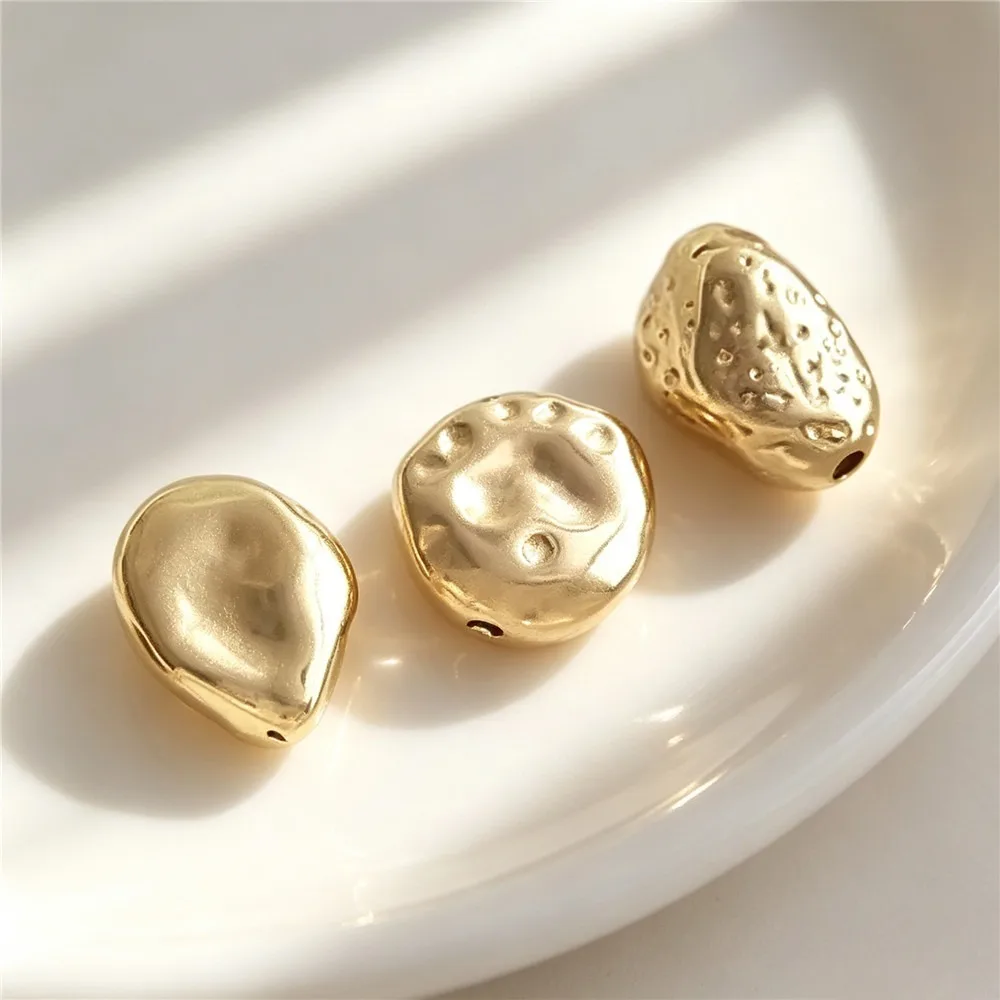 Brass 14K Gold Plated Long Lasting Irregular Baroque Petal Spacer Beads DIY Pearl Jewelry Findings