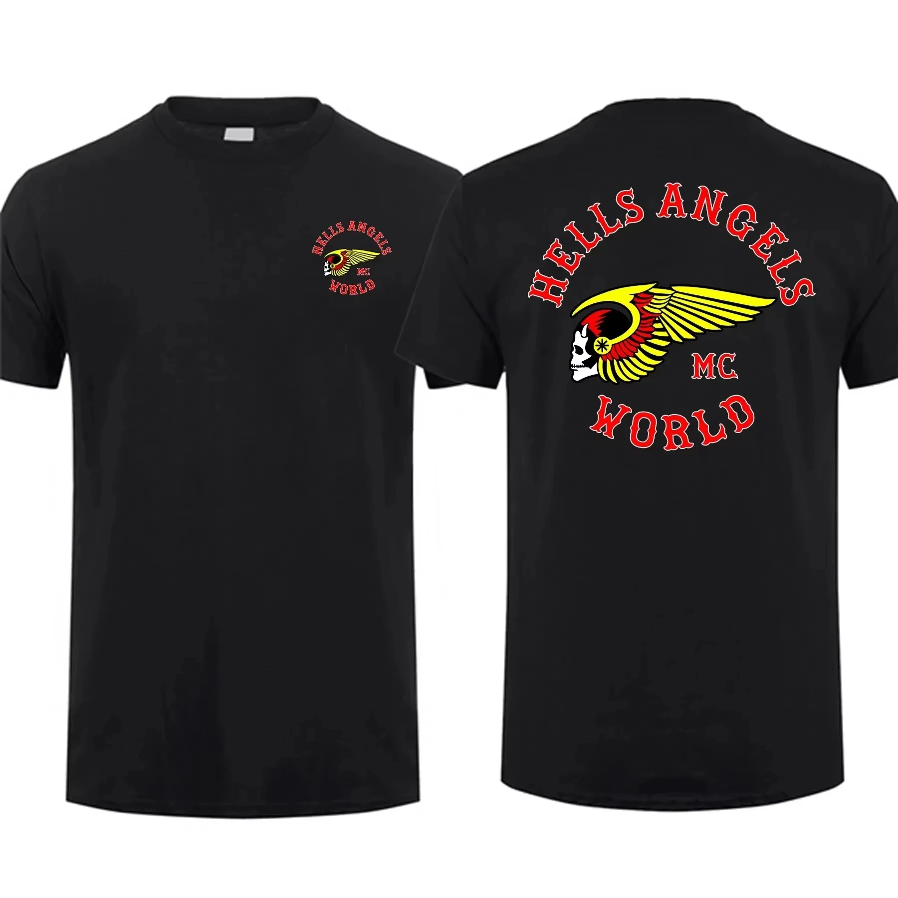 

Men's Casual Amazing T-shirt Summer Loose Short Sleeve Tees Angel Brothers Letter Printed Tops Dark Thunder Ghost O-neck Clothes