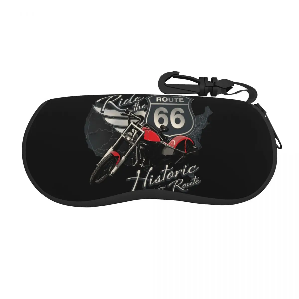 Custom Travel Motorcycle Ride Route 66 Glasses Case Cool US Numbered Highways Shell Eyeglasses Case Sunglasses Box