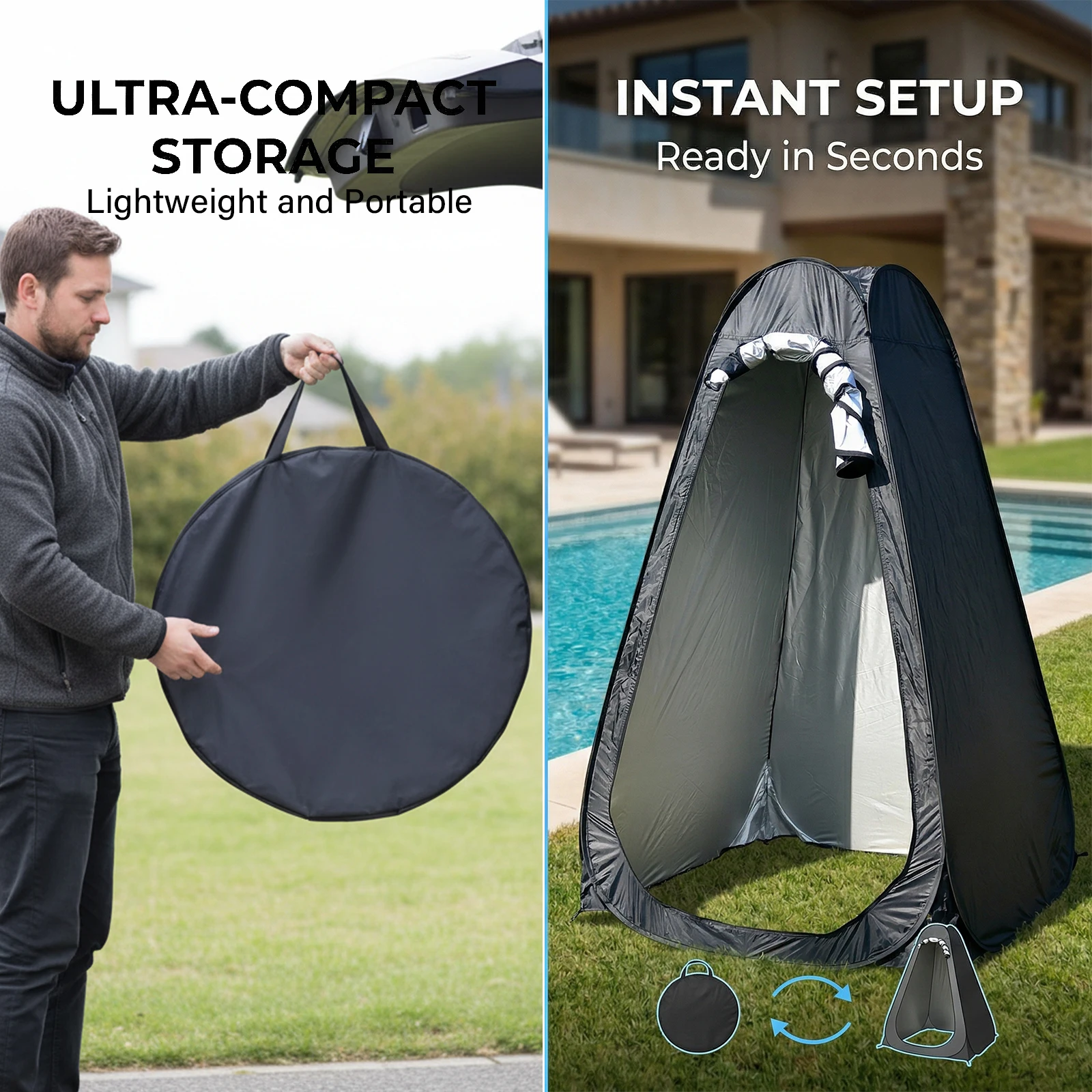Pop Up Privacy Tent, Instant Setup Outdoor Changing Shower Shelter with Carry Bag for Camping Beach Hunting Adventures