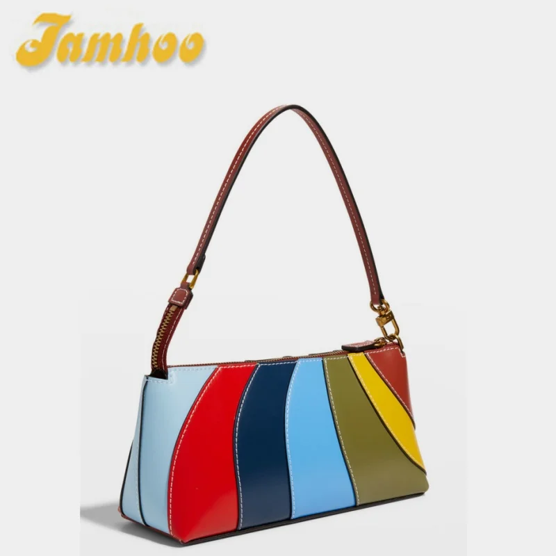 Jamhoo Fashion Women PU Leather Handbags Colorful Patchwork Tote Niche Shoulder Bags For Women Pillow Underarm Bag Purses Bolsa