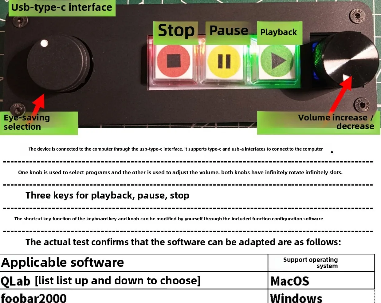 Picture 7: Keyboard Music controller for performance computer playback, knobs and buttons to control program selection and system volume
