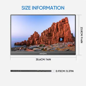 ARZOPA 16吋 2.5K QHD 便攜式顯示器,16:10 IPS 螢幕,帶 Type-C 和 Mini HDMI 接口,可作為 Mac/筆記型電腦/PC/Xbox/PS/Switch 的第二顯示器,型號 Z1RC 7 最佳銷售 便攜式螢幕顯示器 - №7