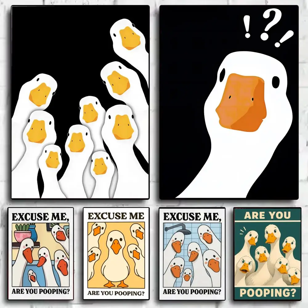 Duck Excuse Me Are You Pooping Poster Modern Aesthetic Wall Art Print Room Decoration Items for Bedroom Home Decor Gift