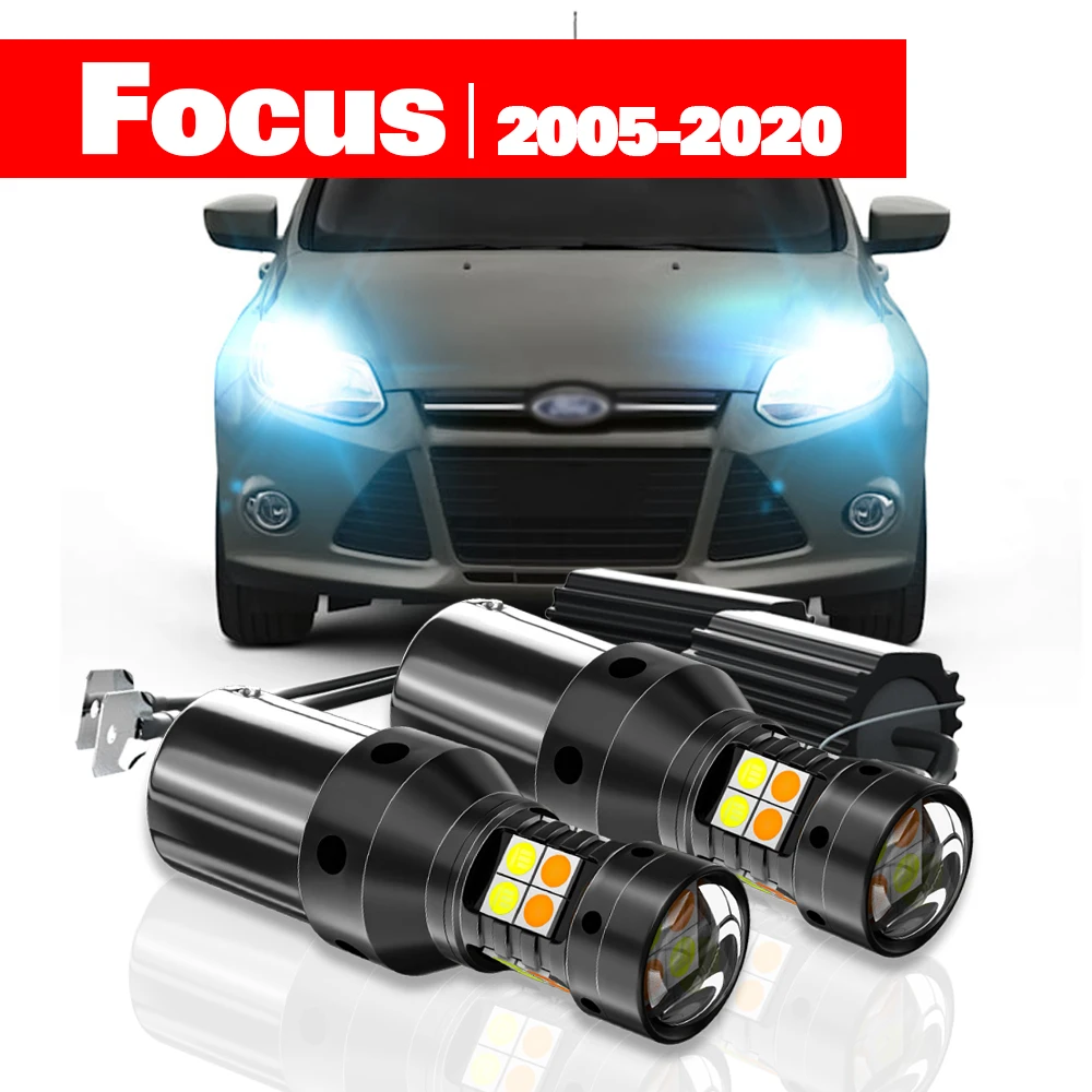 

For Ford Focus 2 3 4 2005-2020 2pcs LED Dual Mode Turn Signal+Daytime Running Light DRL 2011 2012 2013 2014 2015 Accessories
