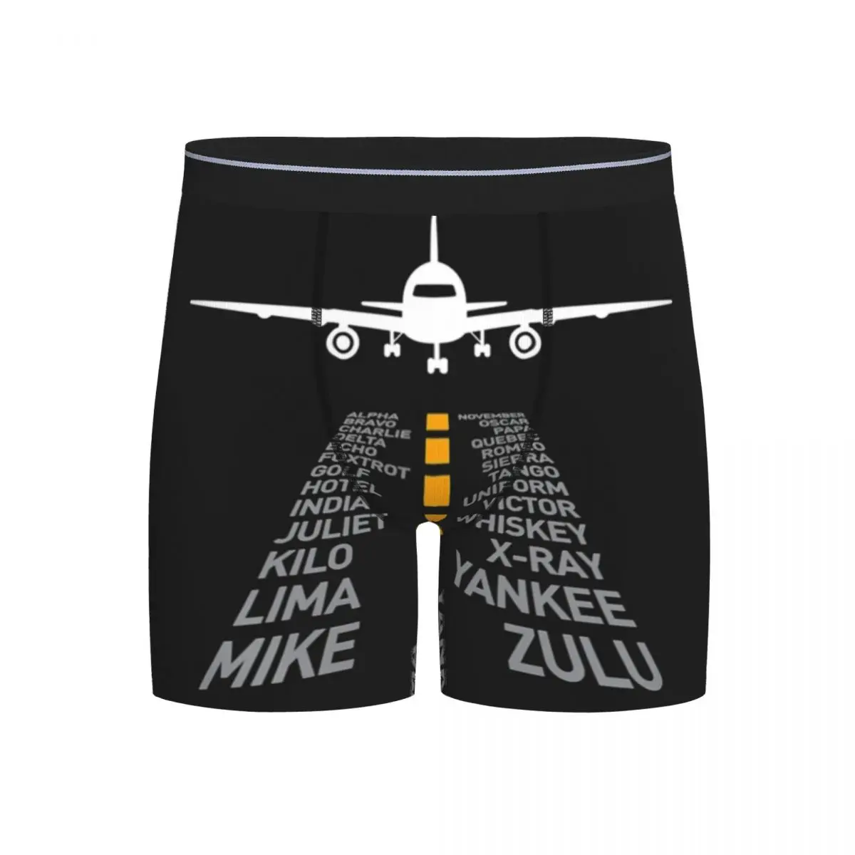 

Long Boxer Underpants Shorts Airplane Pilot Gifts Airport Runway Phonetic Alphabet Plane Panties Men Soft Underwear Boyfriend