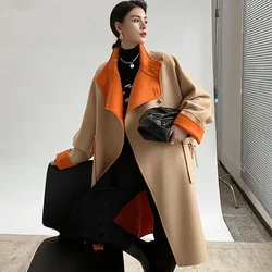 Women's Winter Jacket  Two-color Cashmere Woolen Coat High-quality Double-sided Pure Cashmere Coat Mid-length Cape Coat 2023 New