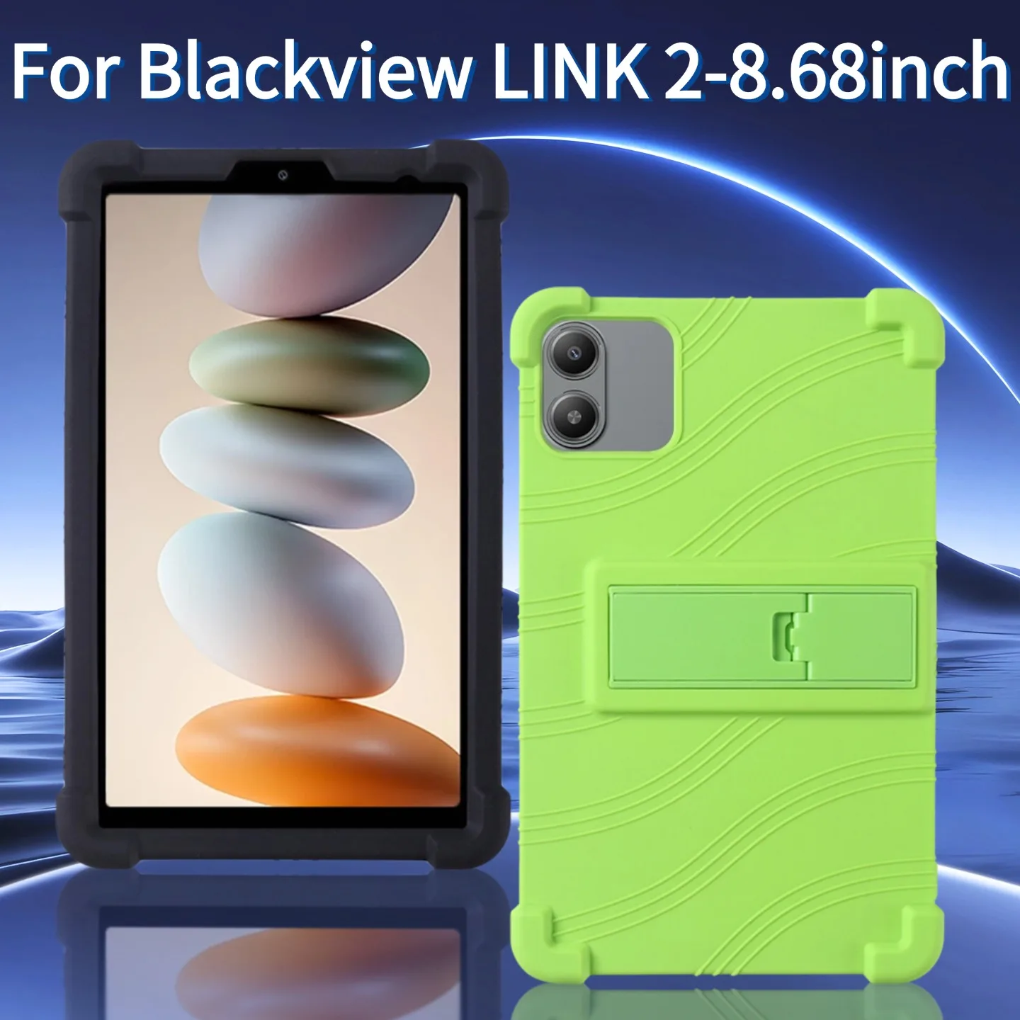 Case for Blackview LINK 2 Cover 8.68 inch , Kids Friendly Soft Silicone 4 Corners Thicken Adjustable Stand Cover