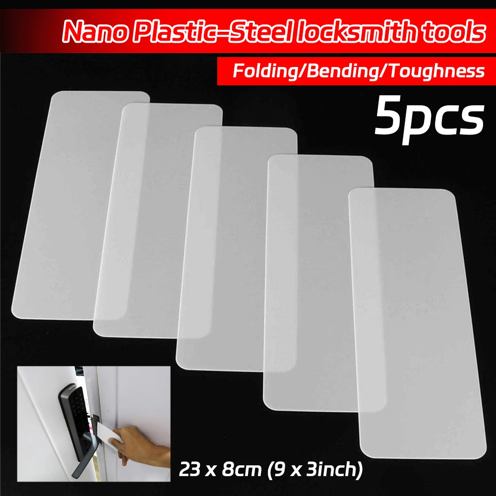 5Pcs Card Pry Opening Scraper 230x80mm Plastic-Steel Nano Insert Sheet Locksmith Tool Door Joggling Bypass Tool Lock DIY Opener