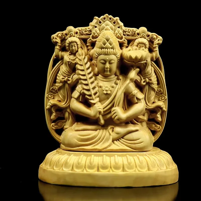 Personal Birth Year Guardian Buddha: Double-Faced Guanyin - Meticulous Boxwood Carving for Zodiac Luck, Wearable/Handheld Talism