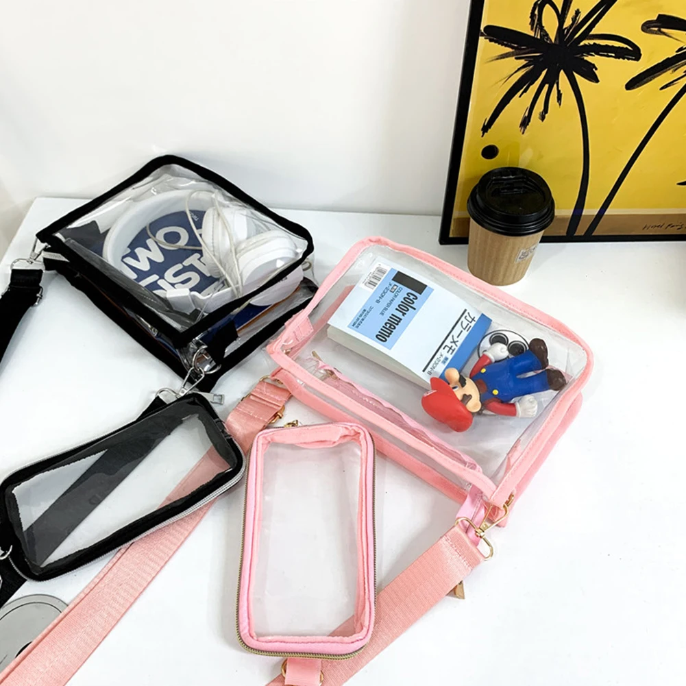 Bolsa de ombro feminina casual transparente embreagens zip fechamento shopper saco alças de ombro ajustáveis bonito sacos de dinheiro meninas saco