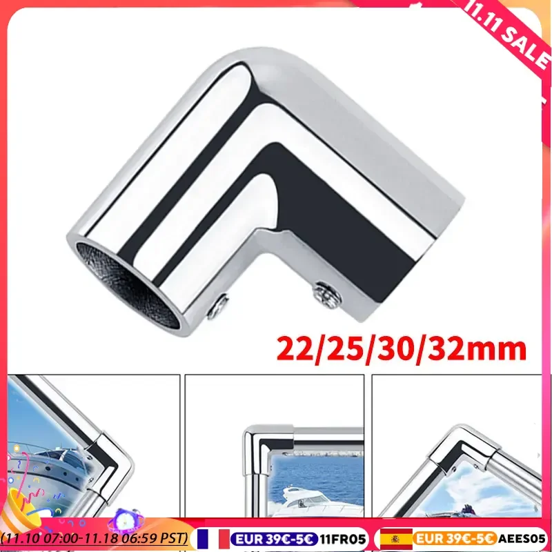 22/25/30/32mm 2 Way Boat Hand Rail Right Angle Stainless Steel Sturdy Construction Boat 90 Degree Elbow Pipe Connector