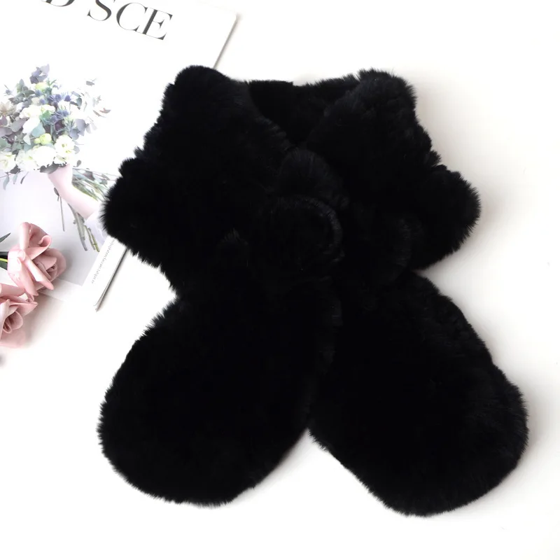 Winter new Rex rabbit hair scarf women's autumn and winter warm fur woven scarf