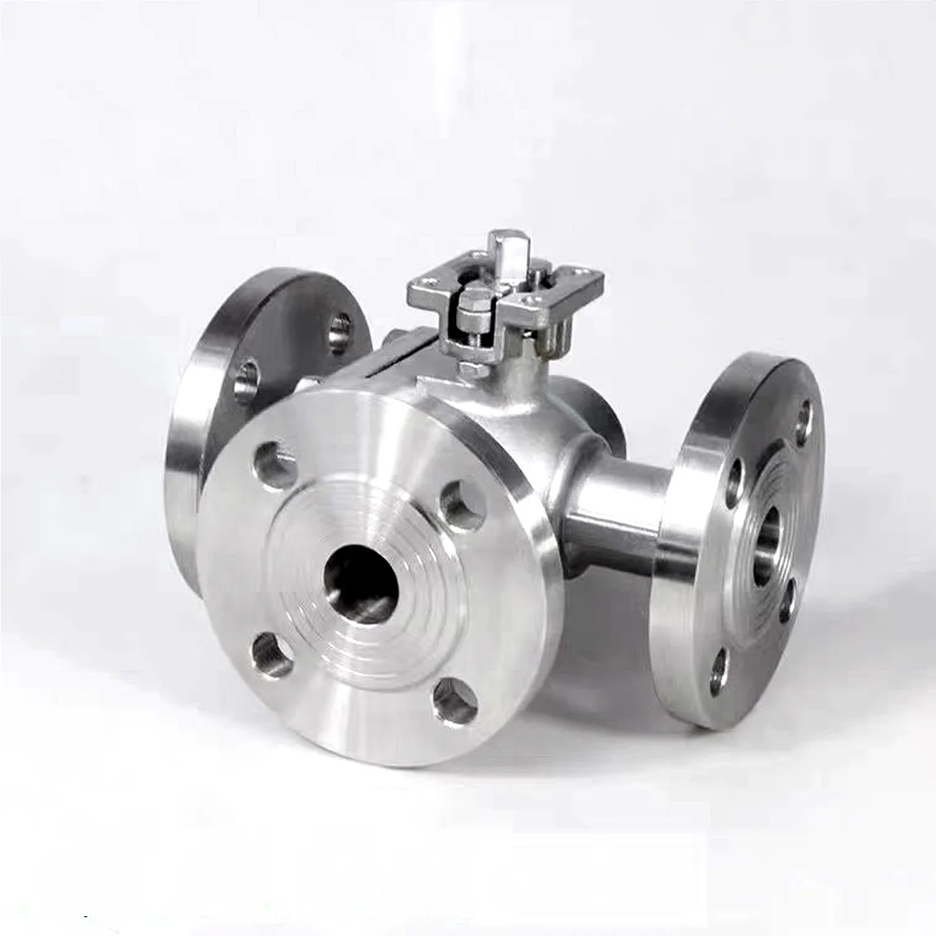 304 الفولاذ المقاوم للصدأ منصة عالية ثلاثية الاتجاه الكرة صمام الكهربائية الهوائية T/L 3 طريقة دليل الكرة صمام 3 "صمام كروي شفة