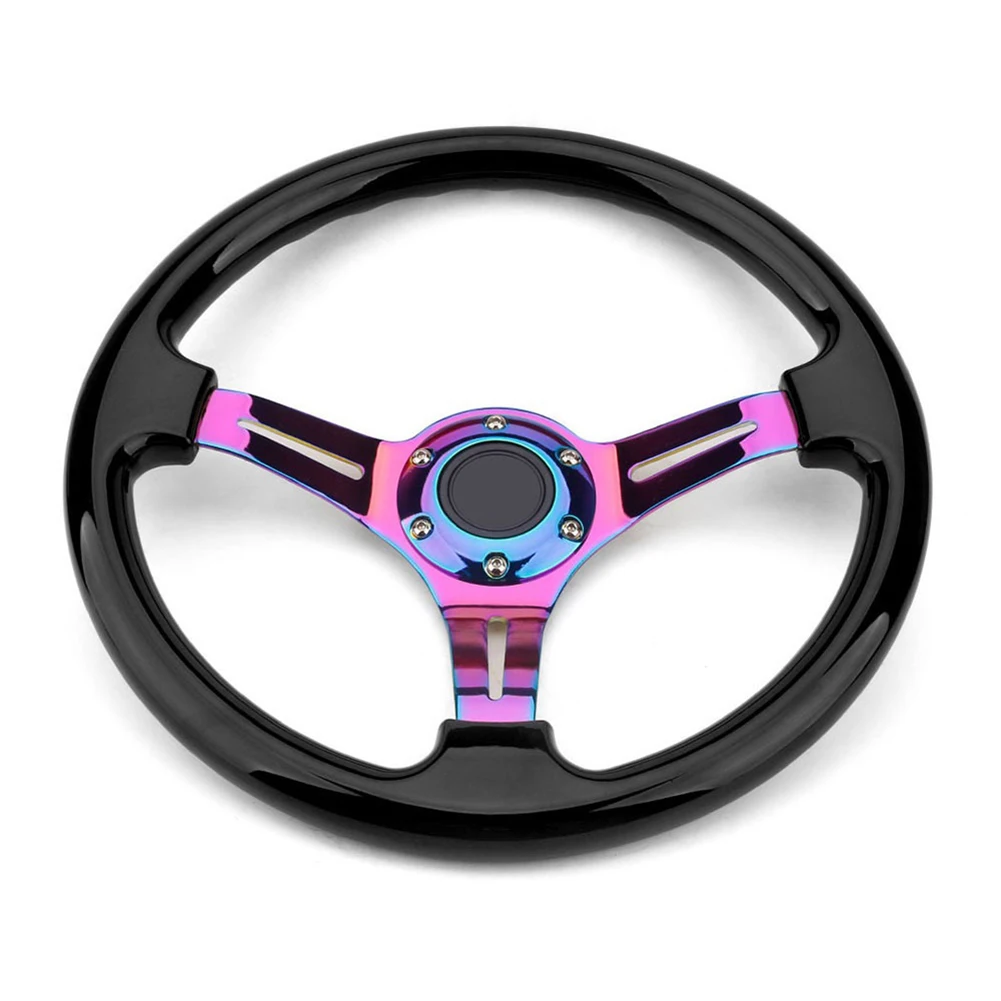 

350mm 14" Racing Sport Steering Wheel 6 Bolts 3 Spoke Slotted Center Colorful Frame Steering Wheel With Horn Button