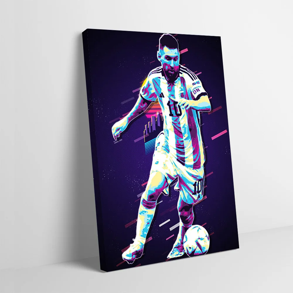 Messi Retro Soccer Art Printing Poster Custom Pictures Wall Art Canvas Painting Gift for Aesthetic Decoration Wand Deko Room