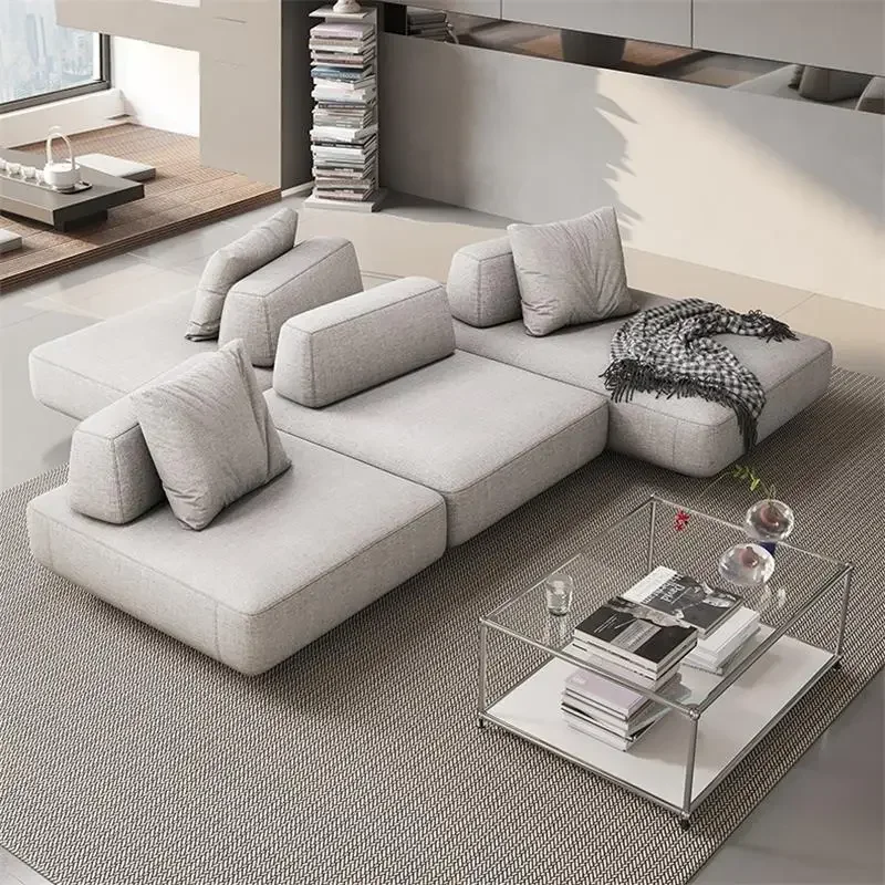 

A Italian minimalist free combination square modern minimalist living room small unit back to back single module fabric sofa