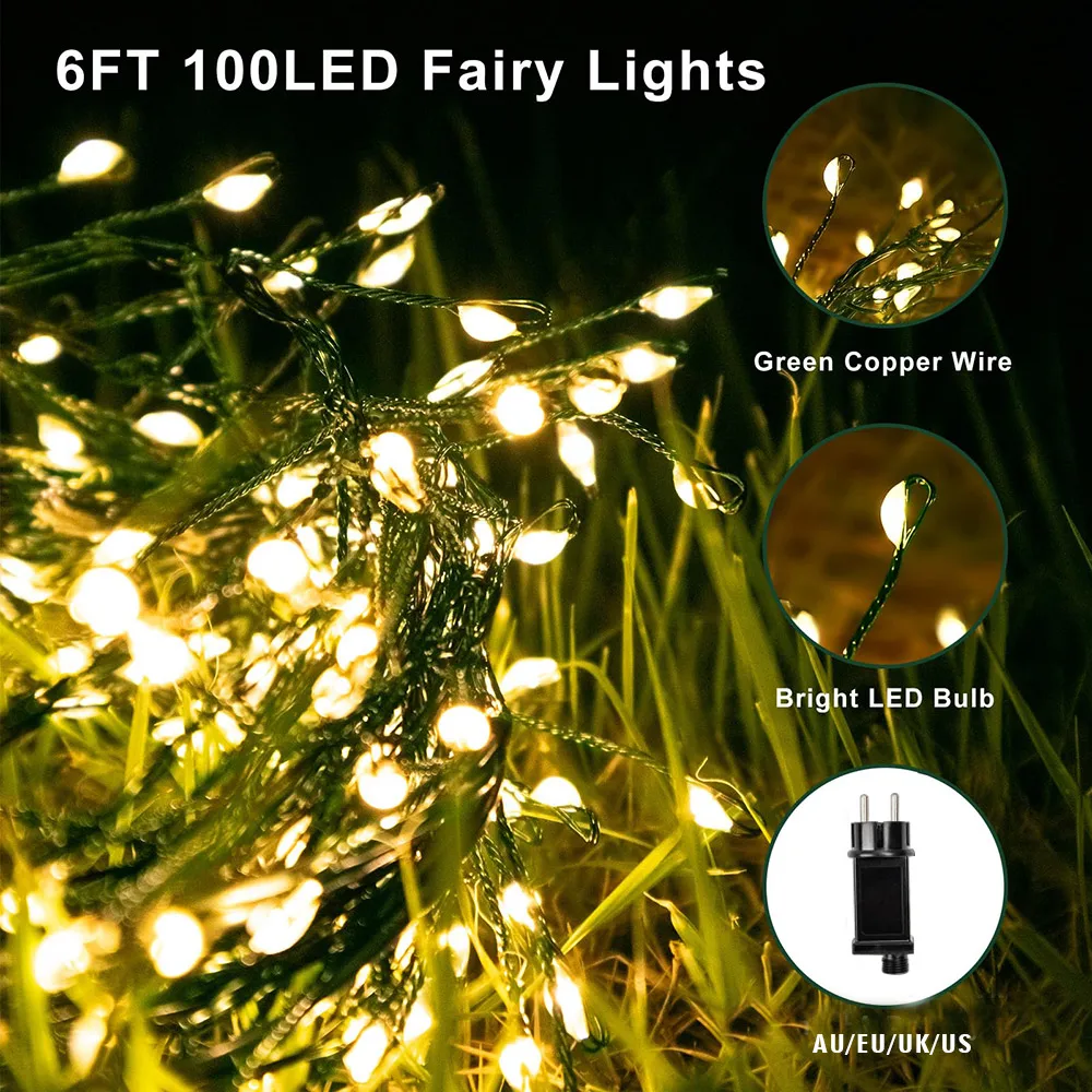 36M Cluster Mother's day LED Fairy Lights Green Wire Outdoor String Light Garland For New Year Street Party Wedding Decoration