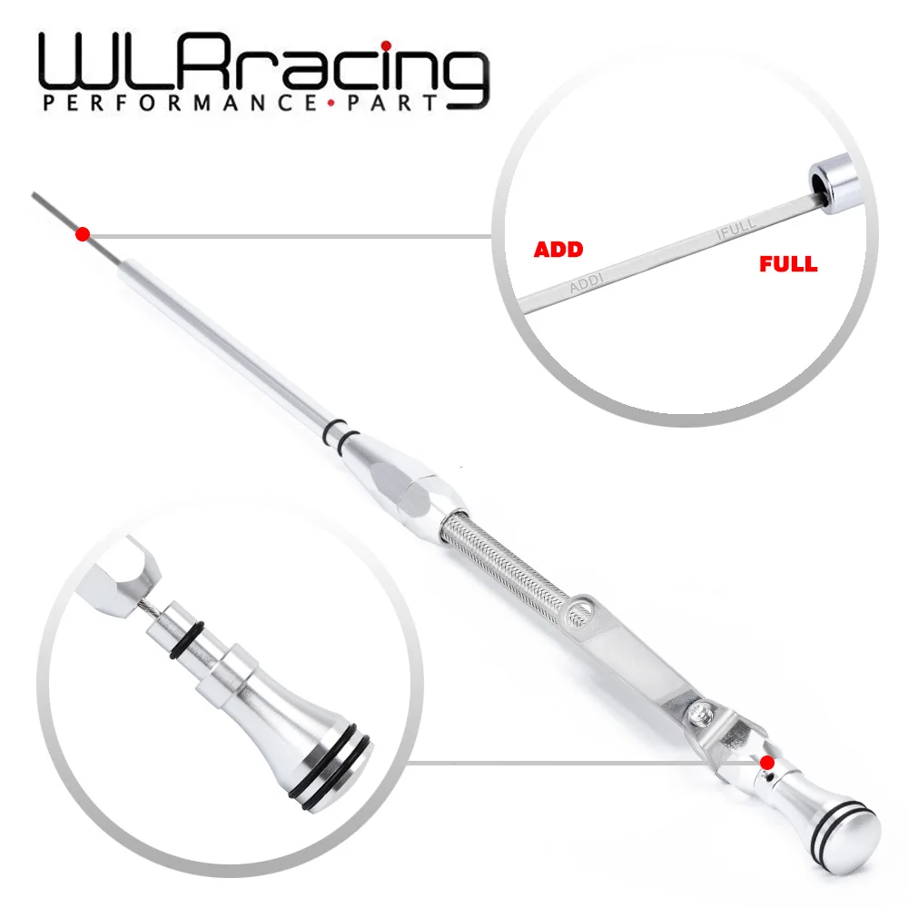 WLR Engine Oil Dipstick Tube 80s later For Chevy SBC 267/305/350/400 4.4/5.7/6.6L Flexible Passenger Side WLR-GJ006