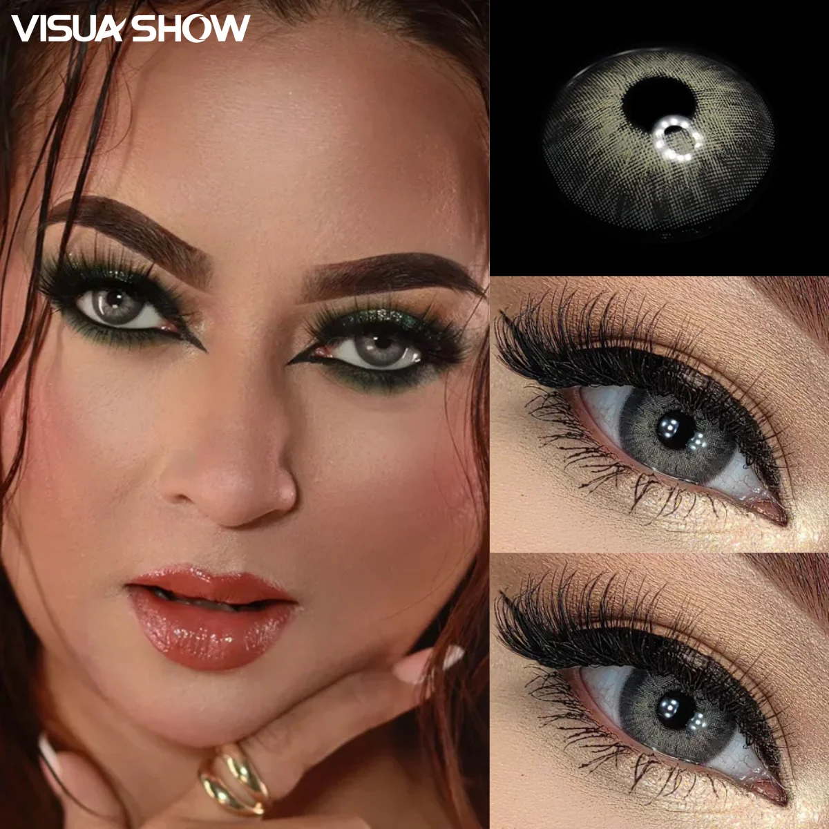 VISUASHOW Natural Colored Contact Lenses 2pcs Yearly Disposal Myopia Prescription Eye Color Contacts for Daily Makeup Cosmetics