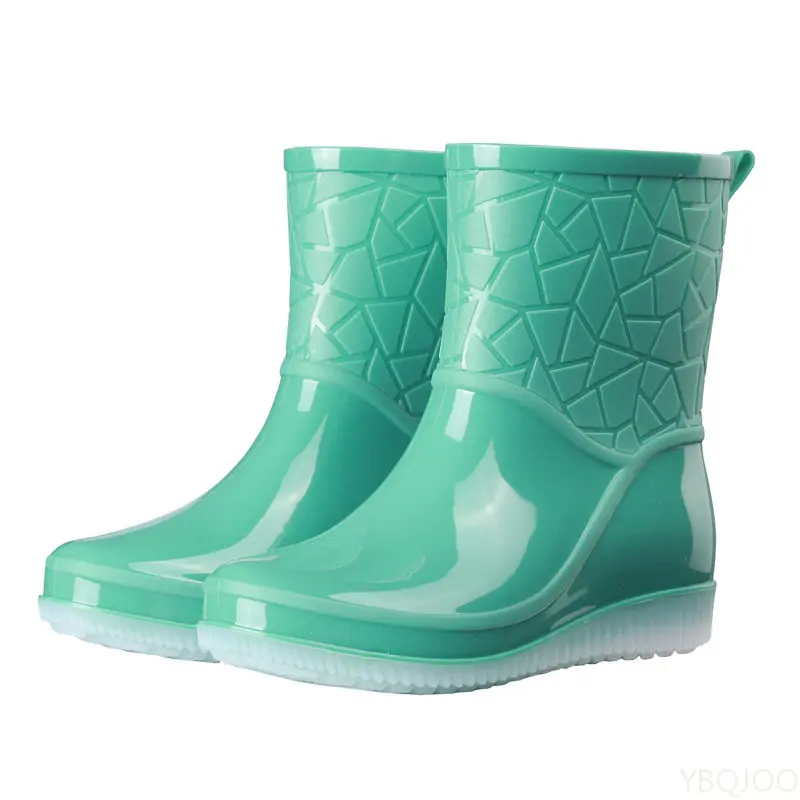 Botas de chuva mulheres à prova dwaterproof água cozinha lavagem de carro trabalho antiderrapante meados de bezerro botas de água antiderrapante resistente ao desgaste engrossado sapatos femininos