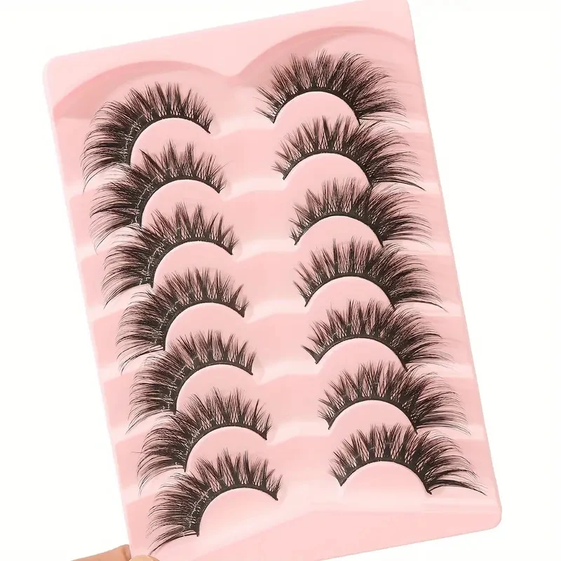 7 Pairs of Cat's Eye False Eyelashes - Dramatic Curling and Length, with a Frivolous Cat's Eye Style - Reusable and Easy to Use