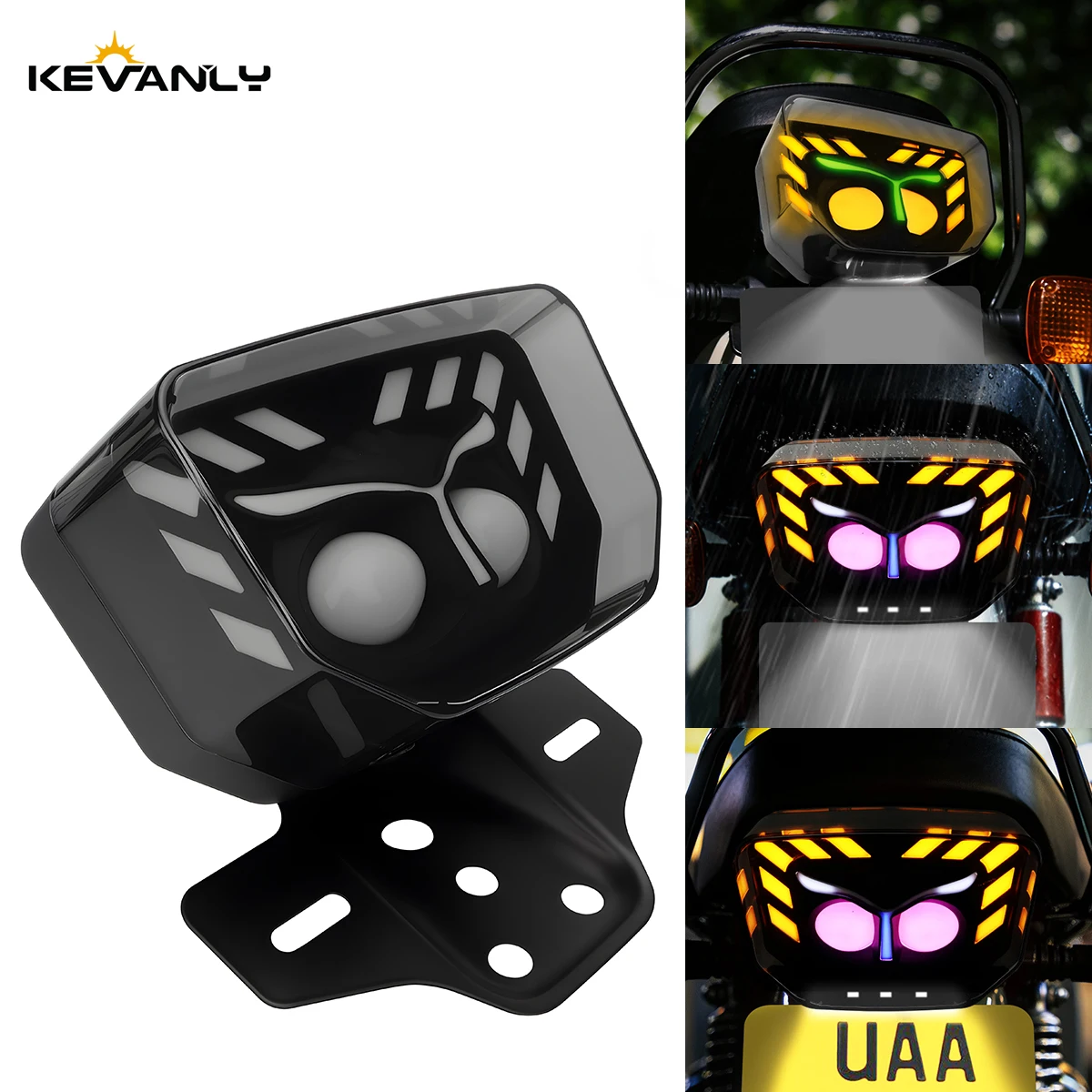 Universal 12V Motorcycle Owl Shaped LED Brake Tail Light Signal Lights LED Integrated Tail Light Dynamic Strobe Indicator Lamp