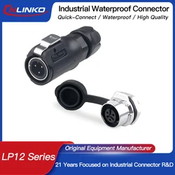 CNLINKO M12 Tiny Industrial Connector 2 3 4 5 6 7 8 Pin Waterproof 100V/125V AC Power Cable Connector for Electronic Instruments