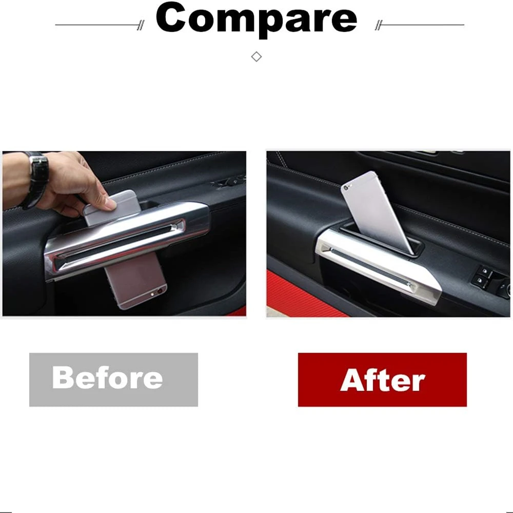 

​Door Side Storage Box Handle Pocket Armrest Phone Container For Ford Mustang 2015-2021