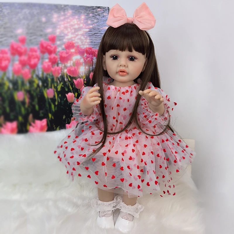 55cm Reborn Baby Doll Full Body Silicone Waterproof  Toddler 22 inch Girl Doll Princess Lifelike Sof Touch Toy Christmas Gift