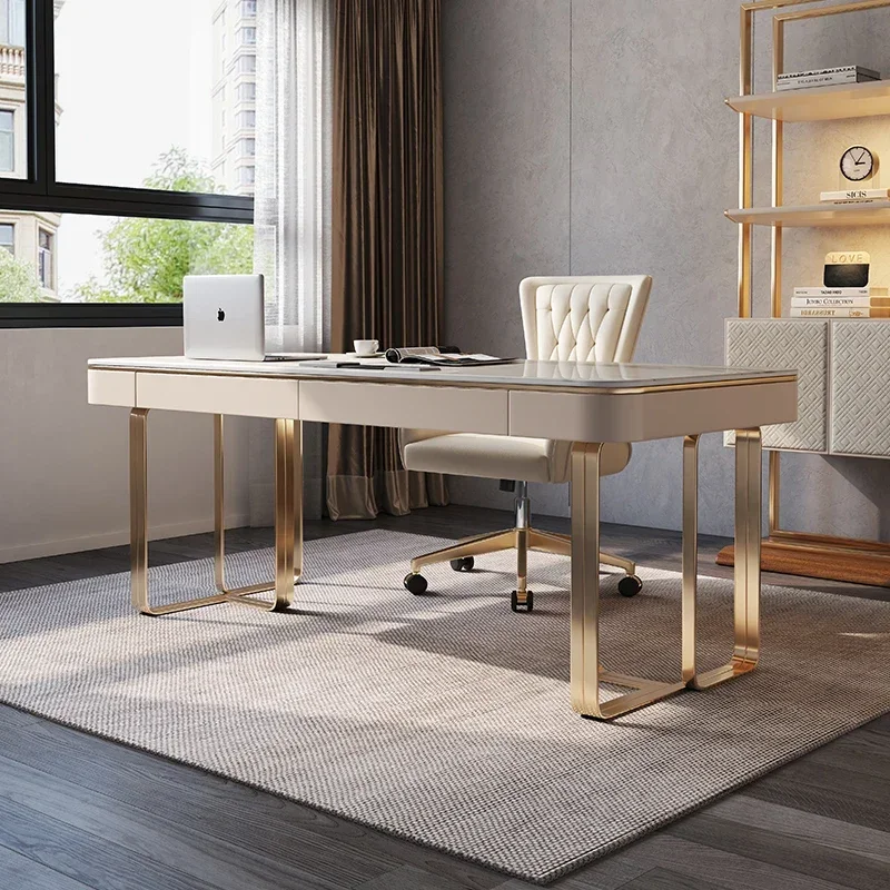 

Room Desks Desk Computer Furniture Italian Minimalist Bright Rock Slab Light Luxury Computer Desk Study Table Office Tables
