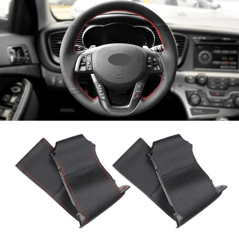 Perforated Microfiber Leather Trim For Kia K5 Optima 2008 2009 2010 2011 2012 2013 Hand Sewing Steering Wheel Protective Cover