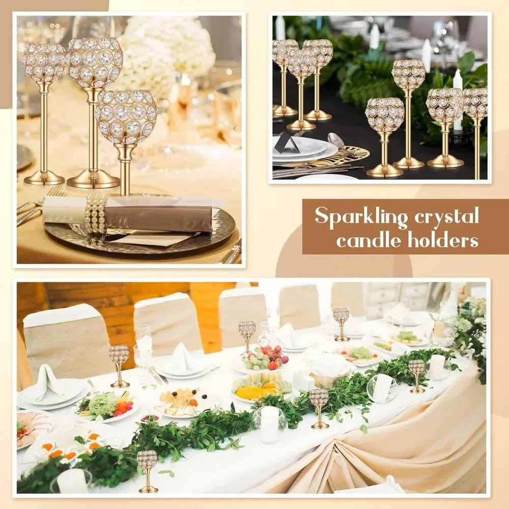 Candle Stick Holder Center Ornament for Dining Table Wedding Center Ornaments Centerpiece 18 Pieces Crystal Candle Holder Home