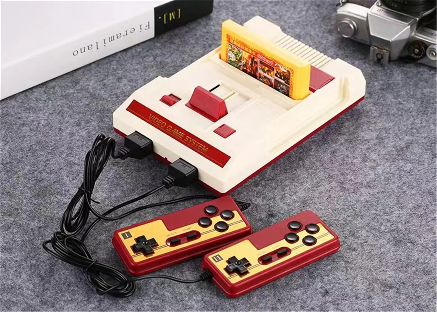 

8bit C-56 Retro AV/HDMI output TV Video Game Console for FC Built-in 121 Games with 2 Gamepads support yellow game cartridge