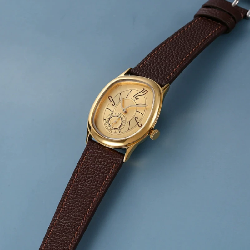 Newly designed uniquely twisted original watch for women and men unisex watch niche design leather strap quartz wristwatch