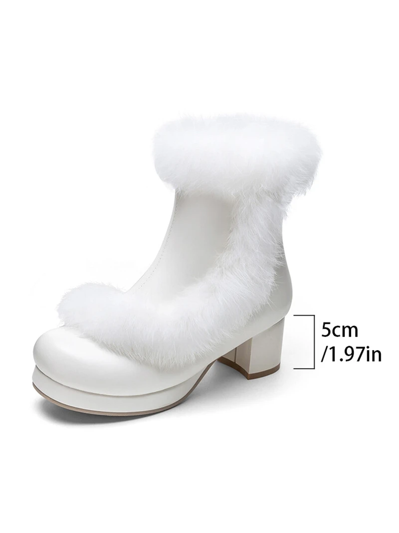 ASILETO 2024 botas de nieve hasta el tobillo de piel dulce y bonita punta estrecha cremallera cálida 5cm tacón de bloque talla grande 45 46 47 48 US17 US12 zapatos casuales