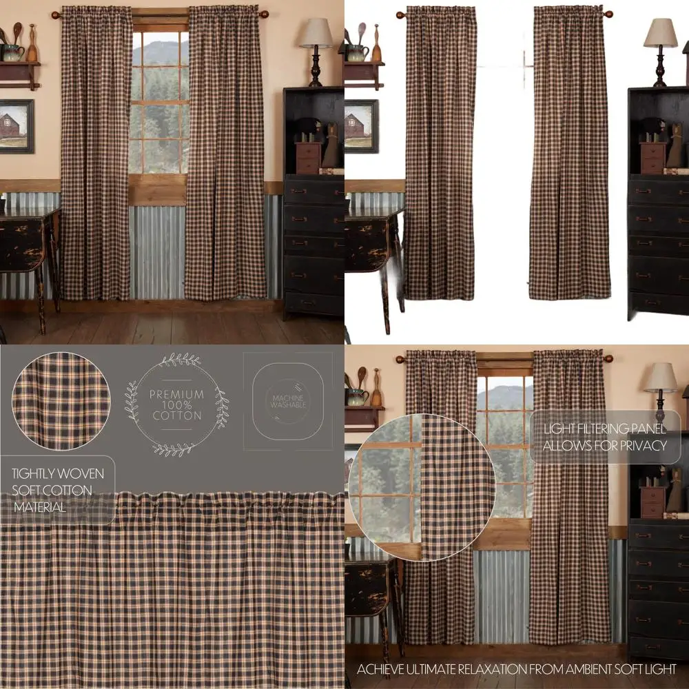 

Set of 2 Black Plaid 84x40 Cotton Bingham Star Panels