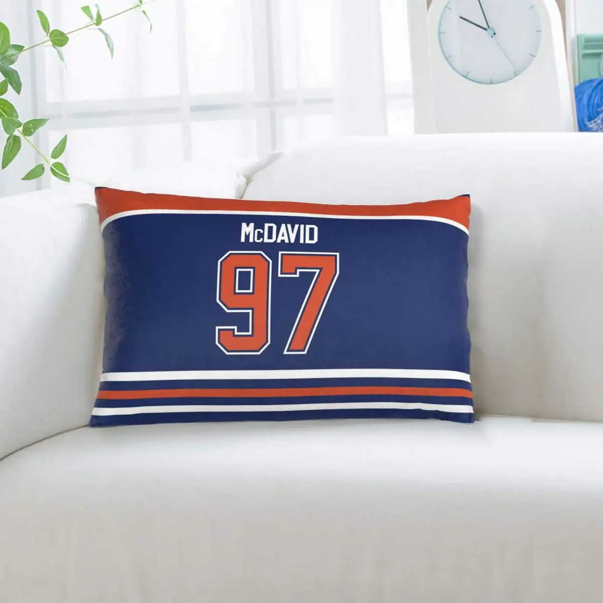 Edmonton Oilers Connor McDavid Home Jersey Back Rectangle Pillowcase Cushion Cover Decor Bedroom Bed Home Comfort Throw Pillow
