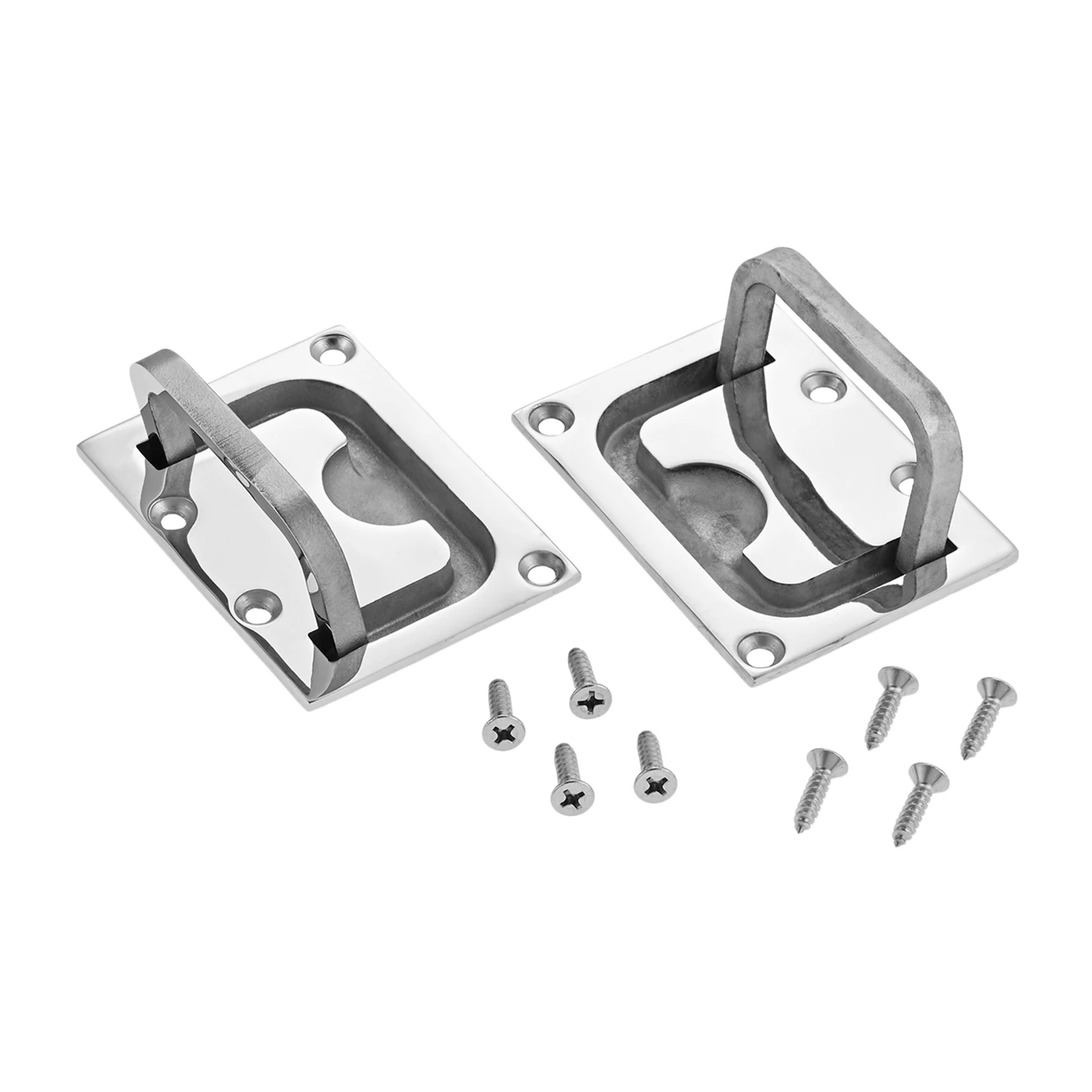 2Pcs 76x56mm Boat Hatch Latch Square Deck Slam 316 Stainless Steel Flush Mount Marine Polishing Locking Sliding with Screws