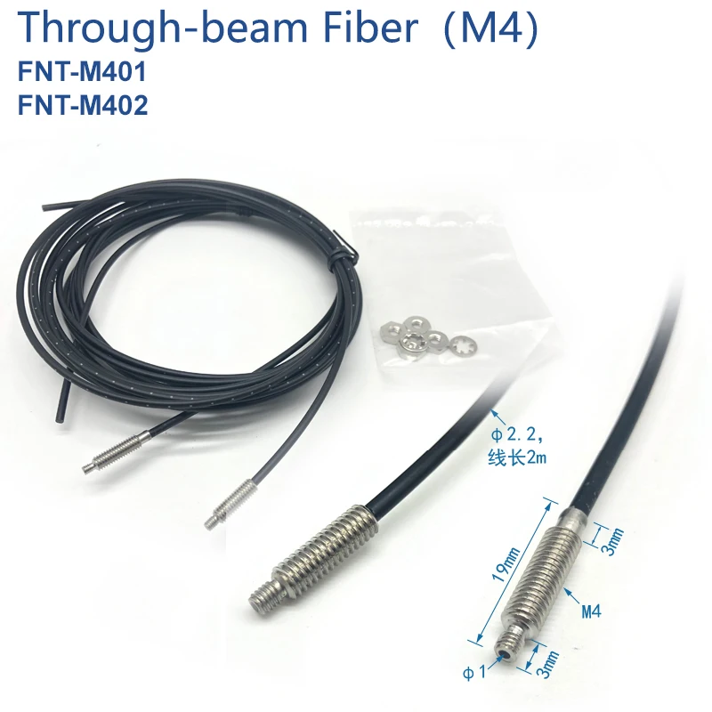 M3 M4 M6 Doorschijnende Reflecterende Glasvezeleenheden Optische Vezelsensor 1M 2M Kabel Glasvezelkop Voor Optische Vezelsensor