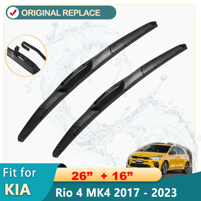 

Car Wiper LHD Hybrid Front Wiper Blades For Kia Rio 4 MK4 2017 - 2023 Windshield Windscreen Window Car Rain Brushes 24"+16"