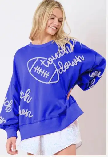Sudadera de fútbol para mujer, jersey de manga larga con cuello redondo, ropa de calle informal
