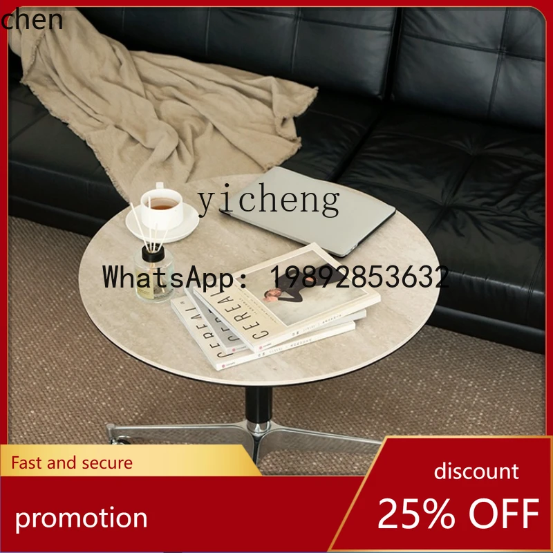 

Кофейный столик YFY/передвижной многофункциональный маленький круглый столик/кофейный столик в стиле средневековой пещерной каменной плиты